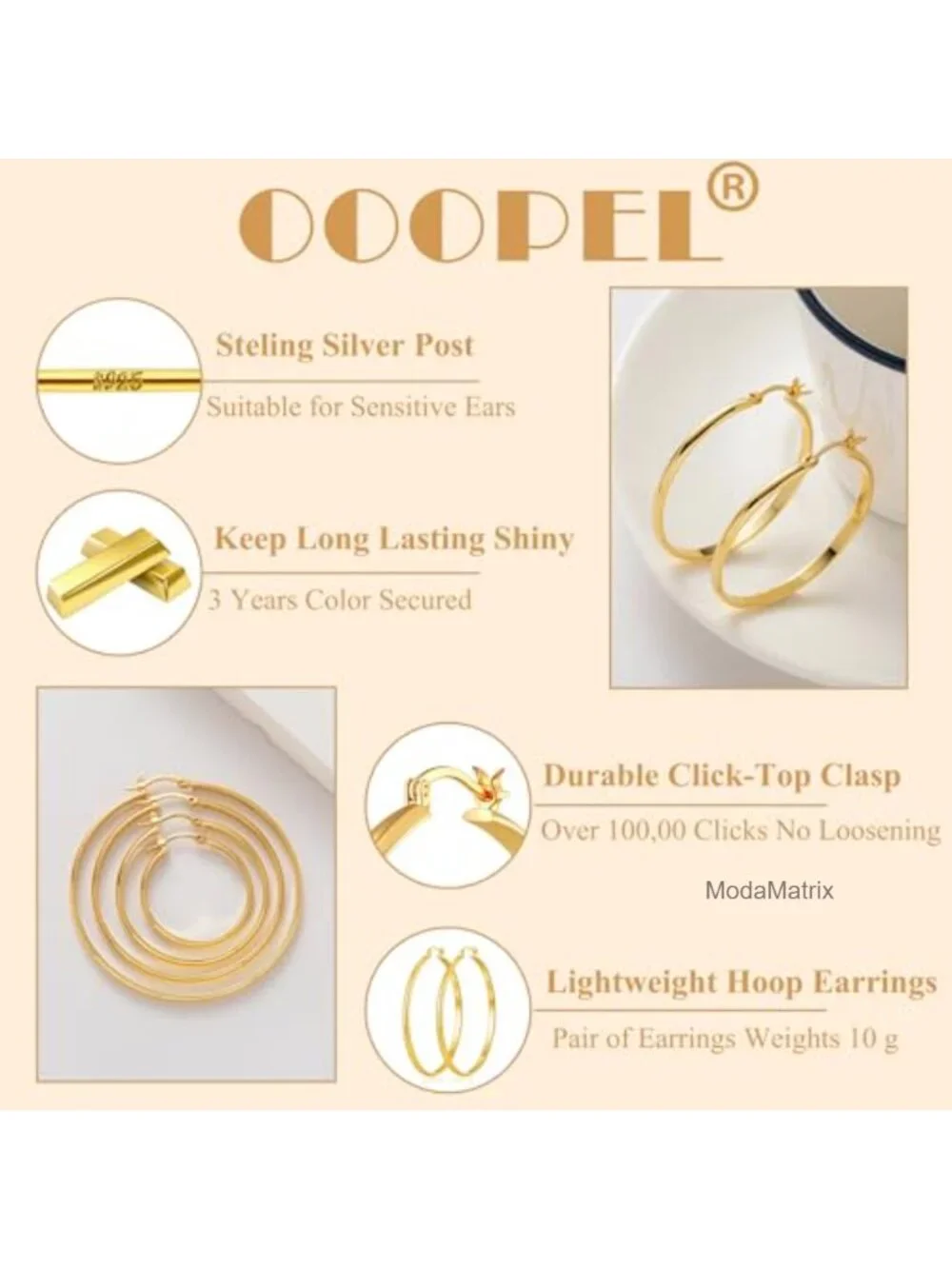 3mm Wide Large Hoop Earrings Hypoallergenic 925 Sterling Silver Post